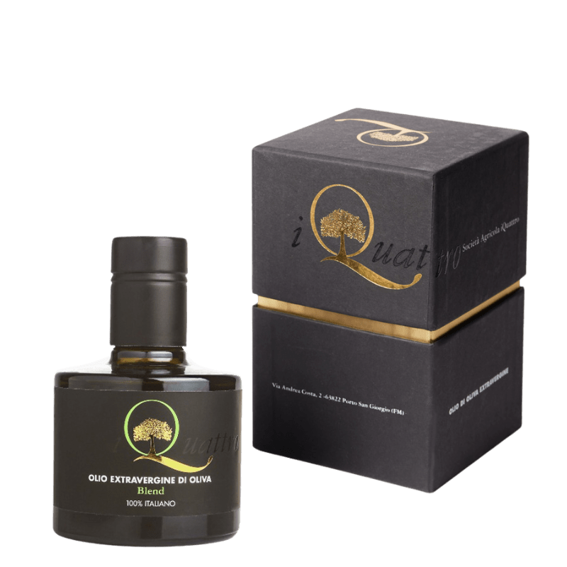 I QUATTRO Condimenti 25 cl con scatola Blend Olio Extravergine di Oliva